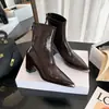 Botas elásticas de tacón grueso de 5.5 cm con punta fina, nueva moda 2026, botas versátiles, elegantes y adelgazantes, botines extremadamente cómodos que aumentan la altura