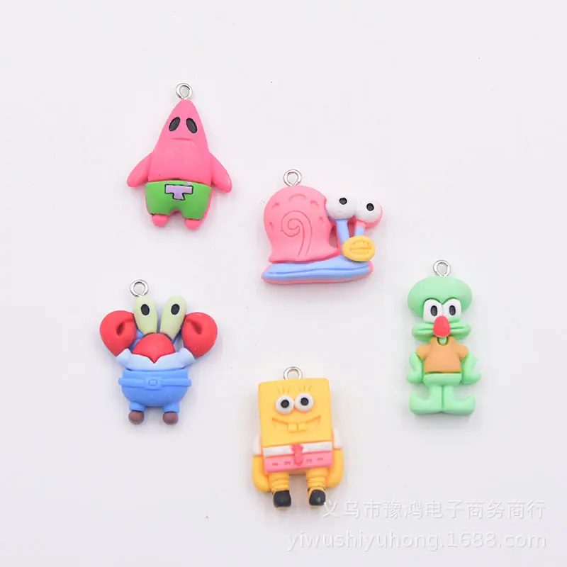树脂仿真卡通海绵宝宝吊坠1