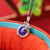 Joyería Yuebao Plata de ley S925 lapislázuli retro auspicioso colgante fideo huevo dragón zodiacal estilo nacional colgante temperamento dragón auspicioso