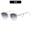 Moda Gafas de sol nuevas de estilo coreano, vintage, de lujo, a la moda, con diamantes y cadenas exageradas, gafas de sol elegantes para mujer