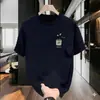 Camiseta Pesada Masculina, Estilo Unissex, Cor Sólida Manga Curta, Verão Retrô Americano Masculino Casual Top com Padrão Criativo