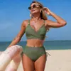 Traje de baño de dos piezas estilo europeo y americano Bikini para mujer Comercio exterior 2026 Nuevo Modelo Transfronterizo en Stock Color Sólido Deportivo Más Vendido al por Mayor de Cintura Alta