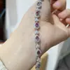 Venta caliente transfronteriza s925 plata de ley incrustada cultivo de laboratorio pulsera Alexander piedra que cambia de color piedra principal 4x6mm