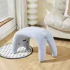 Taburete con Forma de Gato para Uso Doméstico, Taburete Ligero de Lujo para Cambiar Zapatos, Taburete de Entrada, Taburete Sofá para Vestíbulo, Taburete de Tocador de Lana de Cordero, Se Puede Usar para Sentarse
