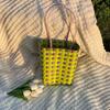 Bolsa Tejida Hecha a Mano Nueva Bolsa de Regalo DIY Creativa Bolsa de Playa Abierta Bolsa para Mujer Bolsa Tejida de Plástico Bolsa Tejida de Paja