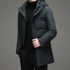 2025 Nueva Chaqueta de Invierno para Hombre Blanca de Plumas de Pato con Capucha Moderna Cálida de Alta Calidad Casual de Negocios Chaqueta Larga de Plumas