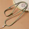 Collar de Cuerda Trenzada a Mano con Degradado, Cuerda de Nudo Ruyi con Colgante de Jade Hetian y Colgante de Jade Dorado