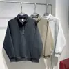 Sudadera casual versátil de otoño e invierno para hombre, holgada, manga raglán larga, media cremallera, color liso, cuello alto simple, moderna