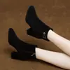 Botines de invierno cortos para mujer con forro de felpa, nuevo modelo 2026, botas de algodón de tacón alto para mujer, zapatos cálidos de tacón medio para otoño e invierno para mujer, botas Martin de tacón grueso