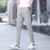 Outono 2026 Novo Estilo Calças Cropped Masculinas Slim Fit Seda Gelada Novas Calças Casuais Masculinas Perna Reta Versátil Calças Pequenas para Terno