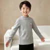 Roupa Íntima Infantil Camada Base Masculina para Crianças Médias e Maiores Roupas Quentes Meninas Estudantes Tops de Gola Alta Simples Roupas de Inverno para Crianças Pequenas e Outono