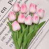Tulipán Flor Artificial Transfronteriza Boda Hogar Hotel Decoración Decoración Suave Mini Flor Artificial con Tacto de PU Planta Artificial