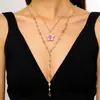 Collar de Cadena de Serpiente Ajustable con Flor de Goteo de Aceite Estilo Europeo y Americano, Cadena para Clavícula Extraíble con Colgante de Pétalo Degradado de Lujo Ligero de Nicho