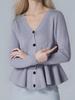 Cárdigan de Punto con Mangas Largas y Dobladillo de Hoja de Loto Cola de Pez para Mujer en Otoño e Invierno Nuevo Elegante Aspecto Adelgazante Cintura Cuello en V Suéter Transfronterizo