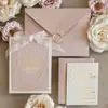 Aprobación Directa de Fábrica de Invitaciones de Boda, con Listón, Sobre, Tarjeta de Felicitación, Tarjeta de Votos, Tarjeta de Mensaje, Contenido/Logotipo Personalizado
