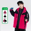 Chaqueta exterior 3 en 1 a prueba de viento e impermeable para niños y niñas para otoño e invierno, adecuada para senderismo y esquí