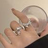Anillo abierto de circonita micro incrustada estrella amor mariposa para mujer, lujo ligero de alto nivel, dulce, cool, chica hot, anillo apilable de personalidad