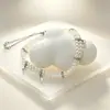 Pulseira de Concha Rosa Natural Flor de Quatro Folhas Zircônia Ajustável para Mulheres com Design Vazado, Joia Elegante e Exquisita de Luxo Leve