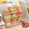 Caixa de Exibição Pessoas Estelares à Prova de Poeira Vinil Transparente Boneca Brinquedo de Pelúcia Rack de Armazenamento Estatueta de Mesa Mini Vitrine