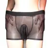Ropa Interior Transparente para Hombre Seda de Hielo Sexy Bolsita para JJ Separación Bala Brillo Sensación Nude Talla Grande Calzoncillos Tipo Boxer Estilo Masculino