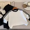 Camiseta interior de manga larga para niños, 100% algodón, con bloques de color, para principios de otoño, para niños y niñas, top versátil casual de cuello redondo