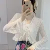 Chal de gasa de verano cárdigan corto protector solar viento suave encaje de oreja de madera manga de cuerno fino mujer una generación de pelo