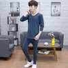 Roupa térmica para estudantes do ensino fundamental, calça comprida de gola média para adolescentes e homens, suéter completo