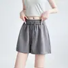 Shorts esportivos casuais cor de damasco para mulheres, estilo fino de verão, novo modelo 2026, cintura alta, caimento solto, emagrecedor, calça de perna larga com cordão