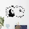 Pegatina de Pared Espejo Acrílico Combinación Luna Estrella Nube Decorativa Pegatina de Pared Espejo Suave Cubierta Decorativa Defectos Renovación