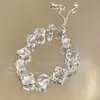 Pulsera de Flores de Hada Estilo Francés con Cuentas, Pulsera Ajustable de Cordón Versátil Elegante para Mujer, Transparente y de Gama Alta de Nicho