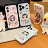 Suporte rotativo Cartoon Little Jade, adequado para capas de celular Apple 17 Pro Max, design fofo para meninas, também compatível com telefones Huawei e Xiaomi, grande janela de visualização