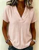 2026 Tops de Verano de Punto para Mujer Transfronterizos Europeos y Americanos con Cuello de Mariposa Color Sólido Nueva Camiseta Casual para Mujer
