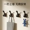 Ganchos Altos y Bajos con Veta de Madera de Nogal, Ganchos Adhesivos de Fuerte Carga, Ganchos de Almacenamiento para Baño y Cocina sin Taladro al por Mayor