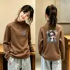 Camiseta Interior de Polar para Niña con Cuello Medio Alto Manga Larga Infantil Bonita Niña Pequeña Elegante Ropa Interior Otoño e Invierno