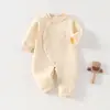 Macacão de Bebê para Primavera e Outono, Roupa Quente de Algodão Acolchoado para Bebê de Outono e Inverno, Macacão de Abertura Lateral para Recém-Nascido, Roupa de Engatinhar