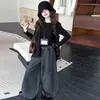 Conjunto de Primavera y Otoño para Niñas 2026 Nuevo Casual Estilo Coreano Chaleco de Punto Conjunto de Tres Piezas para Niñas Mayores, Ropa Infantil Transfronteriza