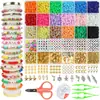 Caixa com 28 conjuntos de Acessórios para Pulseira e Colar DIY com Contas Transfronteiriças, Cor Sólida, Pintura Eletrostática, Argila Macia DIY