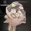 Bolsa com buquê de flores de organza sonhadoras novo núcleo fio floral material de embalagem de presente floral feito à mão criativo diy