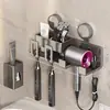 Soporte para cepillo de dientes con ventosa Sin perforaciones Soporte para secador de pelo de baño Montado en la pared Taza para cepillo de dientes Soporte para vaso de enjuague bucal