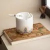 Cenicero de Porcelana de Jade Blanco Moda Creativo Estilo Chino Hogar Personalizado Sala de Estar Tendencia China con Fuga Anti-Ceniza Volante