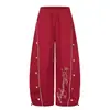 Pantalones de chándal unisex estilo americano con estampado de huella de pata de perro y estampado de letras, pierna curva, colección de otoño 2026, corte holgado, pierna ancha, pantalones casuales