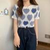 Suéter Corto Mujer Talla Pequeña Delgado Manga Corta Camiseta Verano Nuevo Estilo Universitario Moda Color de Contraste Top Tendencia