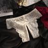 Ropa interior de encaje para mujer, tentación, apasionada, sexy, sin aberturas, de cintura baja, sencilla y ahuecada.