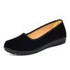Zapatos planos de poliuretano hechos a medida para mujer, negros, sin cordones, zapatos de trabajo, zapatos de baile, punta poco profunda, transpirables, zapatos de mamá