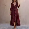 Vestido Casual Vintage de Manga de Campana de Tres Cuartos con Cuello en V y Volantes, Nuevo para Otoño 2026, Transfronterizo Europeo y Americano, Amazon