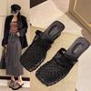 Medias Pantuflas Abiertas para Mujer, Nuevas Sandalias de Malla Hueca de Nicho Verano 2026, Zapatos de Red Transpirables con Tacón Grueso