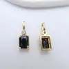 Cobre Chapado en Oro Alta Retención de Color Circonita Incrustada Colgante Rectangular DIY Pendientes Hechos a Mano Collar Accesorios de Joyería Materiales