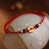 Dinero de los Cinco Emperadores 999 Oro de Pie Cuentas de Transferencia de Oro Pulsera de Oro Puro Dinero de la Suerte Año Cuerda Roja Cadena de Pie DIY para Hombres y Mujeres