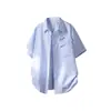 Camisa de Manga Corta Rayada para Hombre Talla Grande Transfronteriza para Hombre Verano 2026 Nuevo Estilo Sencilla Camisa Holgada Chaqueta Top para Hombre