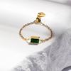 Yunyao Estilo Europeo y Americano Cadena Deslizante Personalizada Diseño de Circonita Verde Anillo Personalizado para Mujer Acero de Titanio Chapado en Oro de 18K Joyería